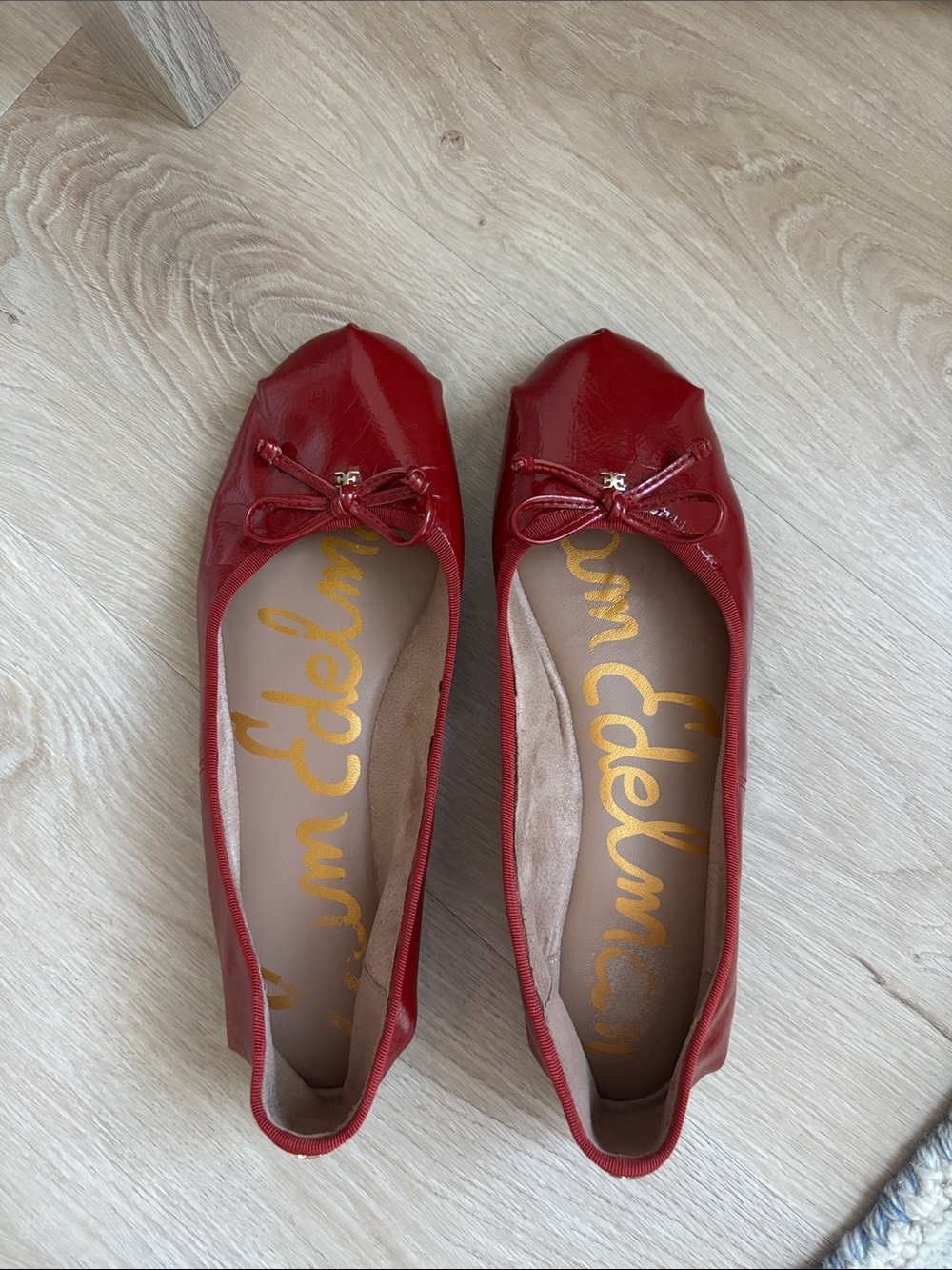 Sam Edelman Red Patent Ballet Flats with Bow Accent